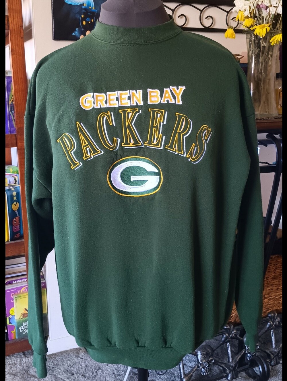 💚💛 Vintage Logo 7 Green Bay Packers Pullover Sweatshirt Mens XL NFL Cotton